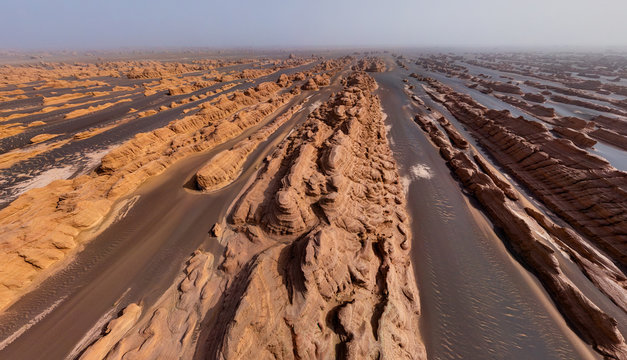 Aerial view of Dunhuang Yardang National Geopark, China
