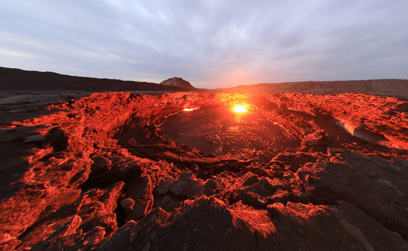 Aerial view of Erta Ale volcano