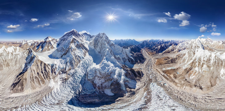 Aerial view of mountain Everest, Himalayas, Nepal