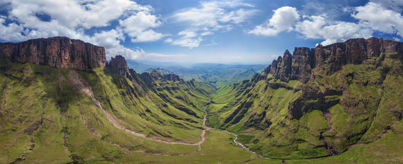 Aerial view of valley at Drakensberg, South Africa
