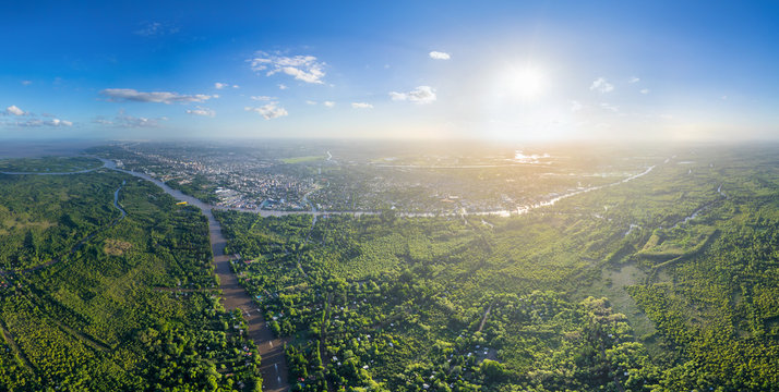 Aerial view of Tigre river near Buenos Aires, Argentina