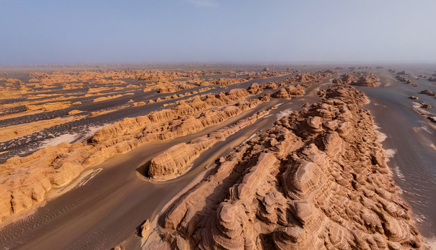 Aerial view of Dunhuang Yardang National Geopark, China