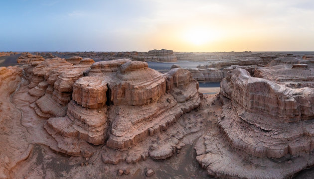 Aerial view of Dunhuang Yardang National Geopark, China