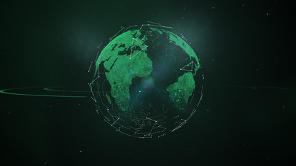 Abstract scientific background - green hologram of planet.