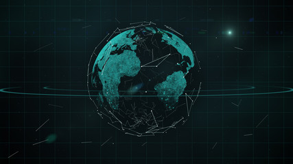 Naklejka premium Secure global financial network surrounding virtual planet.