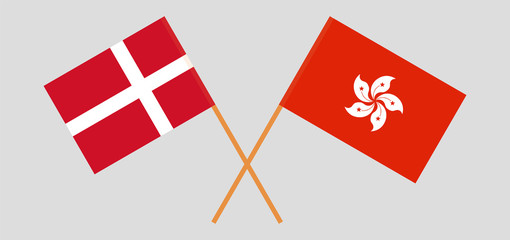 Hong Kong and Denmark. Hongkong and Danish flags