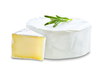 Brie cheese on a white isolated background