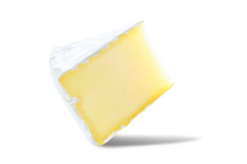 Brie cheese on a white isolated background