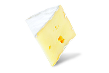 Brie cheese on a white isolated background