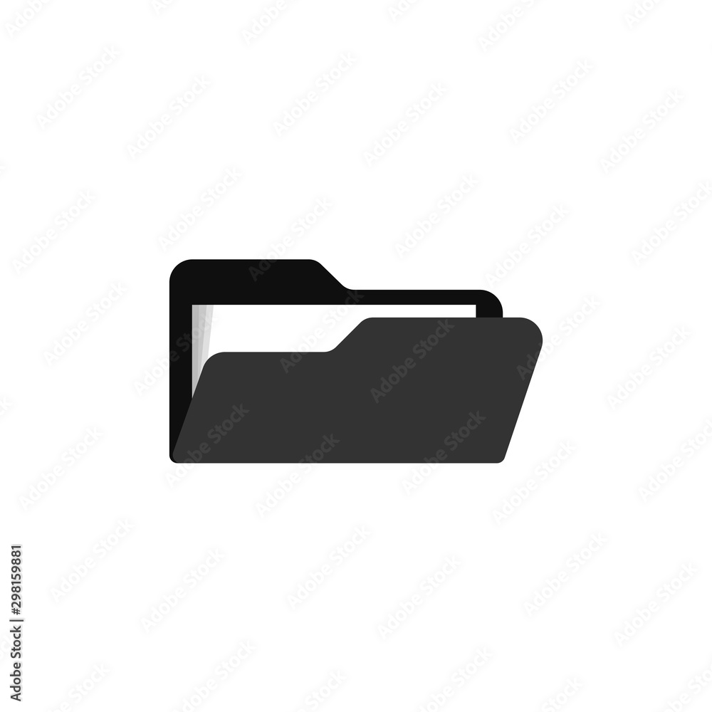 Poster vector folder black icon in flat style isolated on white background. simple template ready for your 