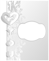 Postcard with cut out phrase - I love you. Can be used as a card, cover or valentine.