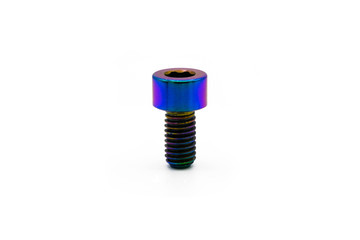 titanium alloy accessory bolts and nuts isolated on white background, include clipping path