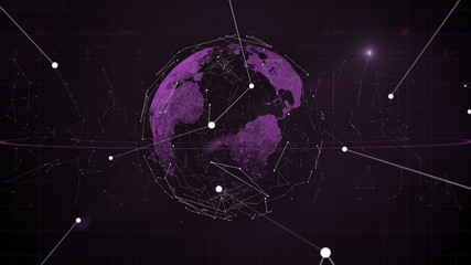 Global business and blockchain concept.