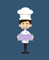 Chef Cartoon - Standing with Message Board