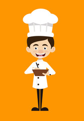 Chef Cartoon - Preparing Report in Happy Mood