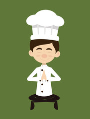 Chef Cartoon - Sitting and Praying