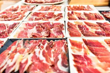 Serrano ham, typical tapa of Spanish cuisine.