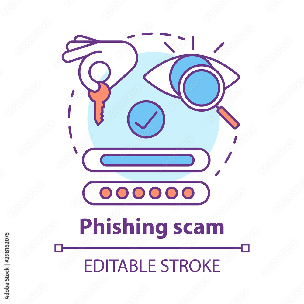 Poster phishing scam concept icon. authorization. internet security from thieves. cybercrime and fraud. log
