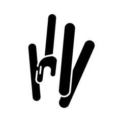 Waxing spatula glyph icon. Natural honey cold, hot wax. Body hair removal equipment. Tools for depilation. Beauty treatment. Silhouette symbol. Negative space. Vector isolated illustration