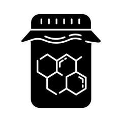 Honey wax jar glyph icon. Natural hard cold waxing product. Hair removal equipment. Tools for depilation. Professional beauty cosmetics. Silhouette symbol. Negative space. Vector isolated illustration