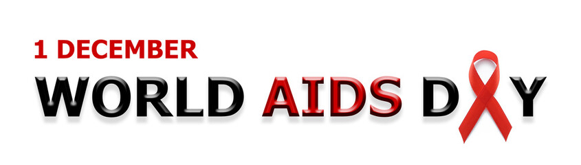 World AIDS day concept. Red ribbon or awareness ribbon as symbol for the solidarity of people living with HIV or AIDS.        