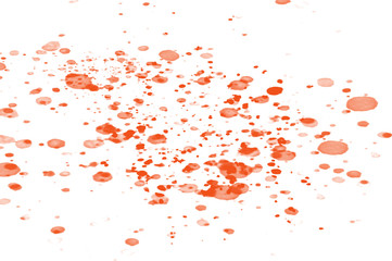 Lots of red watercolor stains on white background