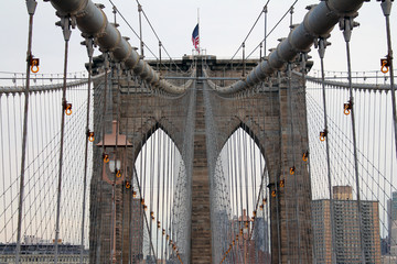 Close up of the Brooklyn Bridge