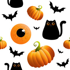 Seamless pattern with hand drawn doodle halloweens element. Halloween theme.