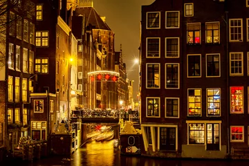 Gordijnen Amsterdam bij nacht © Ton