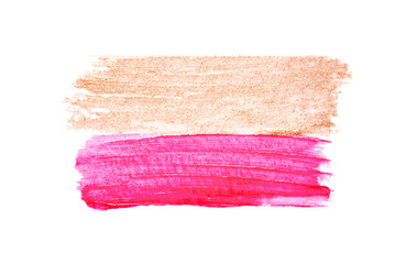Texture of different lipsticks in fashionable shades or strokes of acrylic paint