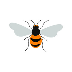 Bee symbol. Vector illustration isolated on white backdrop
