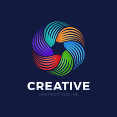 Colorful Spiral and swirl motion twisting circle design element logo. Vector illustration.