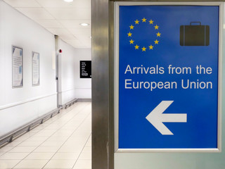London, UK - 23 October 2019: A blue sign with the words 
