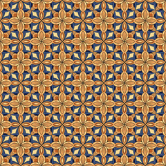 Tiled geometric floral seamless pattern