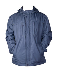 Men's jacket in a hood isolated on a white background. Windbreaker jacket front view. © vitalily_73