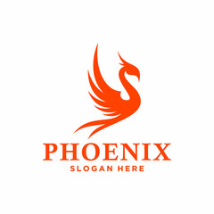 Phoenix Bird with Circling Long Feathered Tail Logo.eps