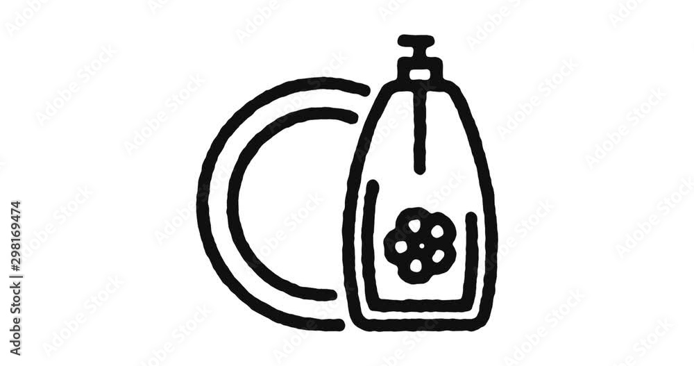 Poster washing outline icon animation footage/video. hand drawn like symbol animated with motion graphic, c