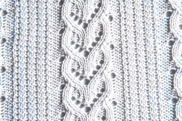 Wool texture pattern.. Sweater or scarf texture large knitting. jersey background with relief pattern. Braids in knitting. Wool hand-knitted or machine knitting pattern. Fabric Background.