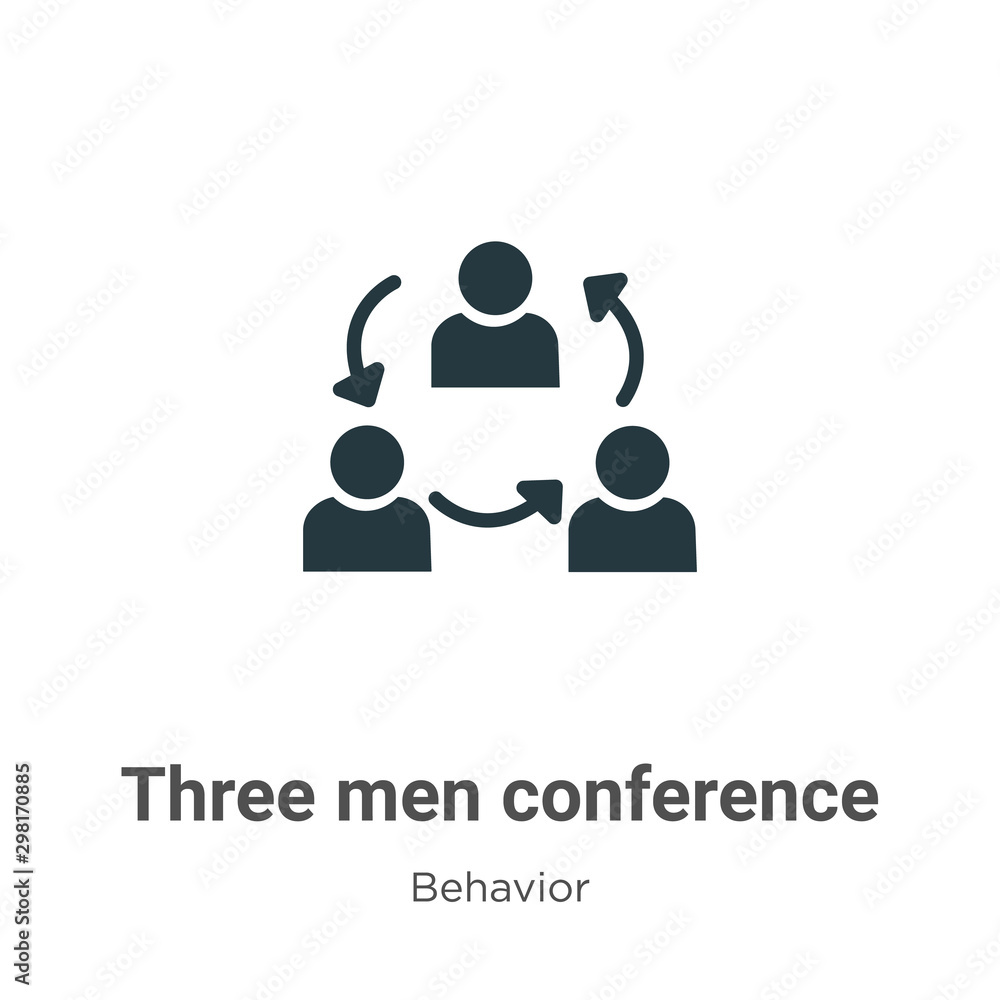 Poster three men conference vector icon on white background. flat vector three men conference icon symbol s
