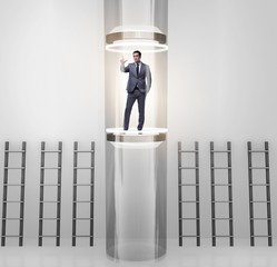 Fototapeta premium Businessmen in accelerated and fast promotion concept