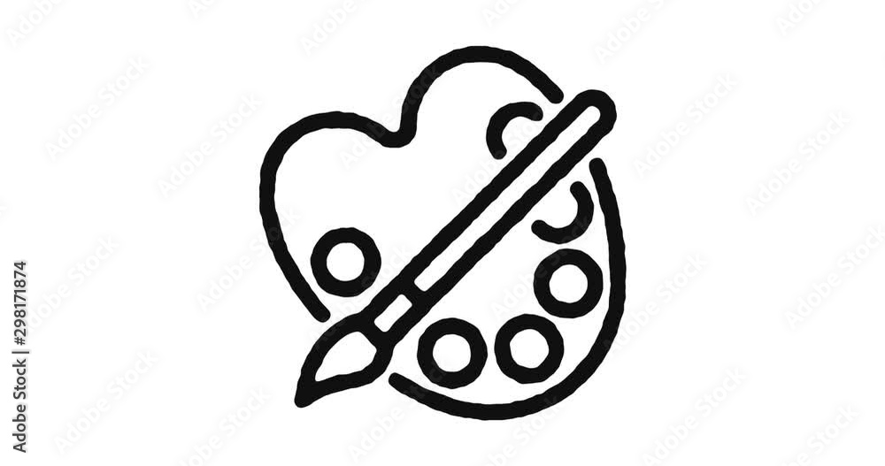 Poster painting outline icon animation footage/video. hand drawn like symbol animated with motion graphic, 