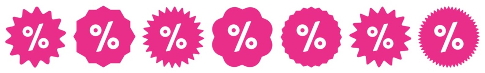 Percent OFF Discount Tag Pink | Special Offer Icon | Sale Sticker | Deal Label | Variations