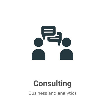 Consulting vector icon on white background. Flat vector consulting icon symbol sign from modern business and analytics collection for mobile concept and web apps design.