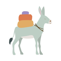 cute donkey manger animal character