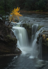 Waterfall with beautiful autumn tree