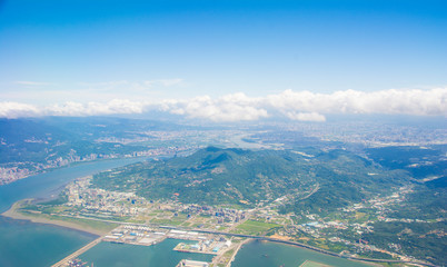 Aerial view of Taoyuan City and Taipei, Taiwan, Republic of China 