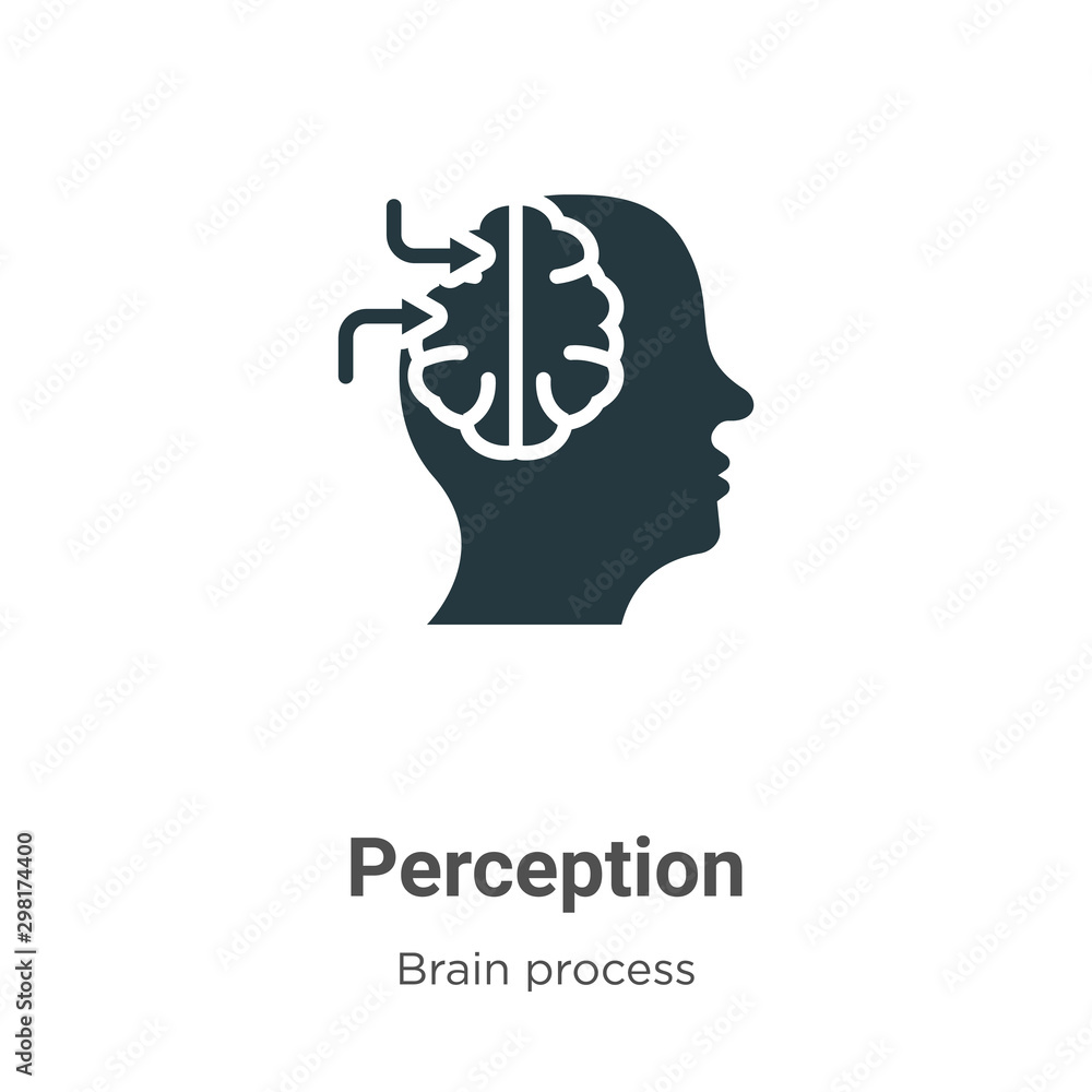 Poster perception vector icon on white background. flat vector perception icon symbol sign from modern brai