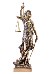 Statue of justice isolated on white background