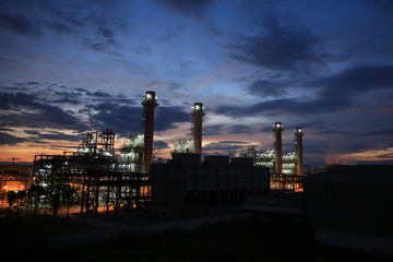 Fototapeta na wymiar silhouette smaill size of power plant plant