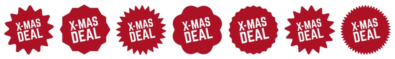 Xmas Deal Tag Red | X-MAS Special Offer Label | Christmas Sale Sticker | Icon | Variations